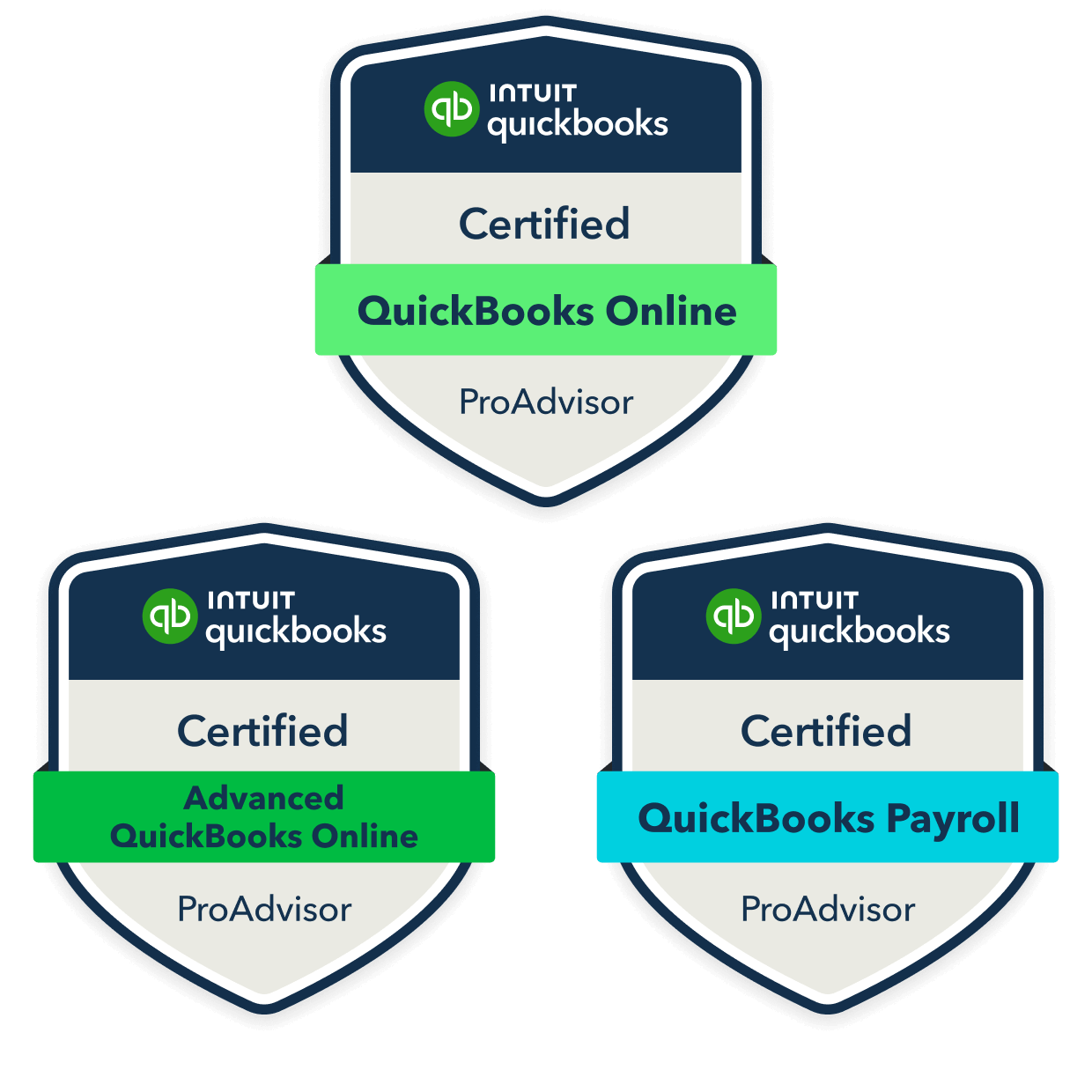 QuickBooks ProAdvisor certification badges for online payroll