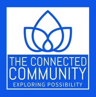 Logo of The Connected Community with lotus design