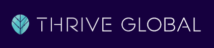 Thrive Global logo on a dark background with a teal icon