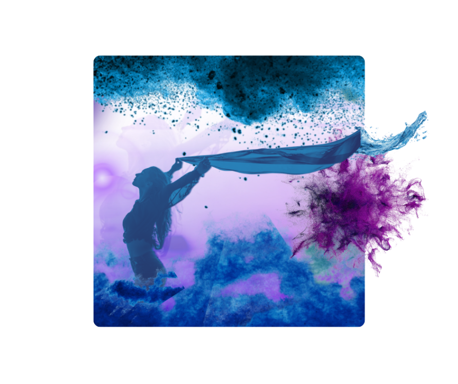 Silhouette of a dancer with vibrant colorful background